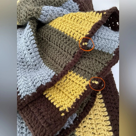 Handmade Multi-Colored Striped Crochet Home Decor Throw Blanket Approx: 49”x49” - Picture 7 of 11